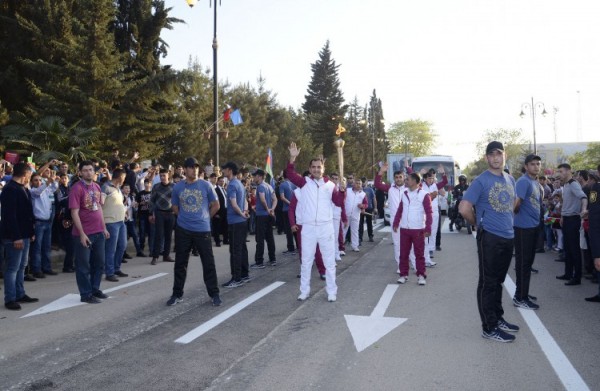 İlk Avropa Oyunlarının məşəli Salyanda böyük təntənə ilə qarşılanıb