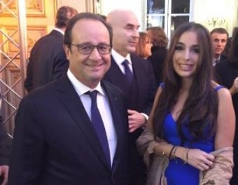 Leyla Əliyeva Fransa prezidenti ilə bir arada