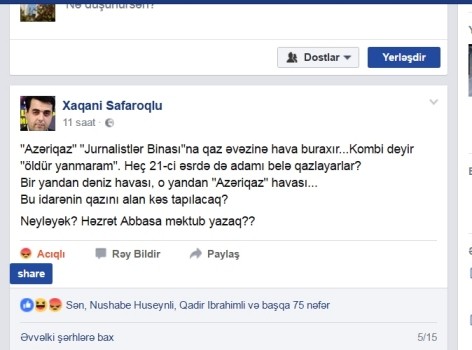 “Həzrət Abbasa məktub yazaq??” – jurnalist “Azəriqaz”ı sərt tənqid etdi