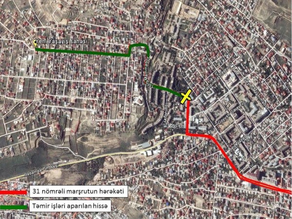 Bakıda daha bir marşrut xəttinin istiqaməti dəyişdi