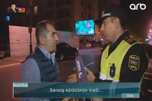 Sərxoş sürücü polislə mübahisə etdi — VİDEO