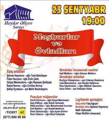 Heydər Əliyev Sarayında “Məşhurlar və övladları” adlı konsert baş tutacaq