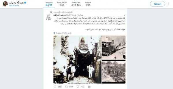 BƏƏ xarici işlər nazirindən türklərə qarşı həyasız tweet - Ərdoğanın babaları...