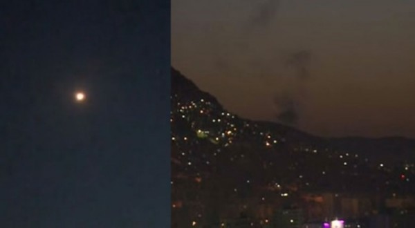 Suriyada ABŞ raketlərinin havada vurulma anı