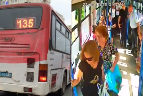 Bakıda yük maşını avtobusa çırpıldı - qəza anı kamerada