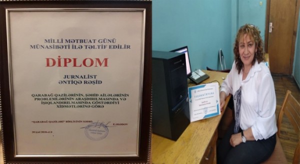 Milli Mətbuat Günü ilə bağlı Qaziler.az-ın əməkdaşı mükafatlandırıldı