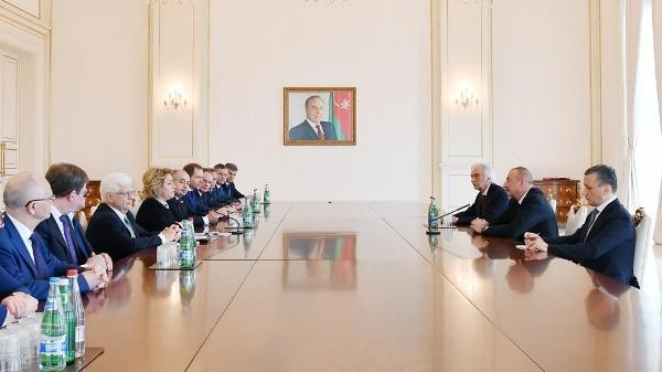 Prezident İlham Əliyev Rusiya Federal Məclisi Federasiya Şurasının sədrini qəbul edib (FOTO)