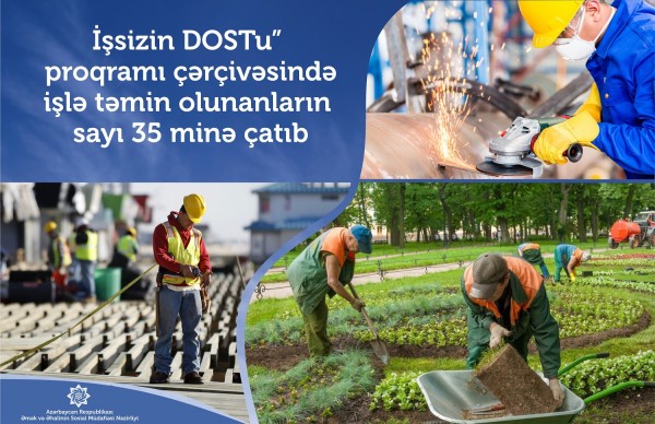 “İşsizin DOSTu” proqramı çərçivəsində işlə təmin  olunanların sayı 35 minə çatıb