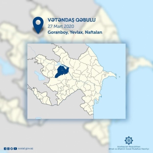 Sahil Babayev Goranboyda, müavinləri isə Yevlax və Naftalanda vətəndaşlarla görüşəcəklər