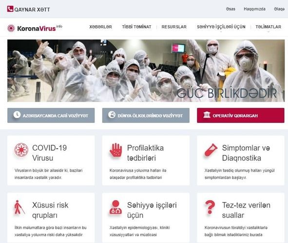 Azərbaycanda www.koronavirusinfo.az informasiya portalı istifadəyə verilib
