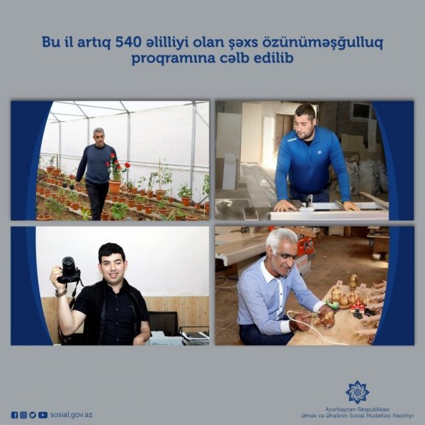 Əlilliyi olan 540 nəfər özünüməşğulluq proqramına cəlb edilib