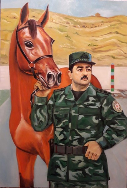 Tanınmış Qarabağ döyüşçüsü və rəssam Elçin Quliyevin portretini çəkdi
