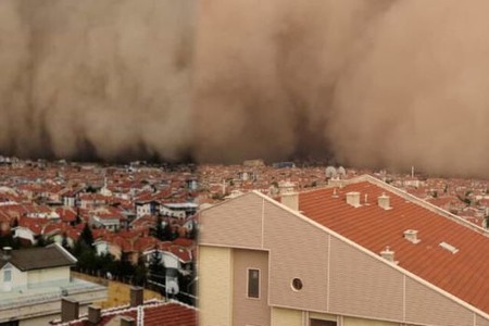 Qum fırtınası Ankarada fəsadlara səbəb oldu - FOTO