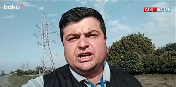 Baku TV-nin müxbiri reportaj hazırlayarkən mərmi atıldı