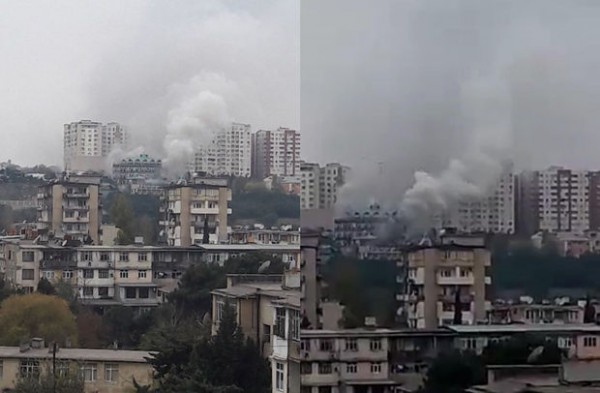 Bakıda yeni tikilən obyekt yanır - FOTO