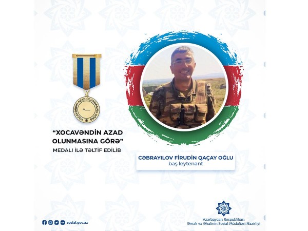 Prezident müharibədə iştirak edən vəzifəli şəxsi medalla təltif etdi
