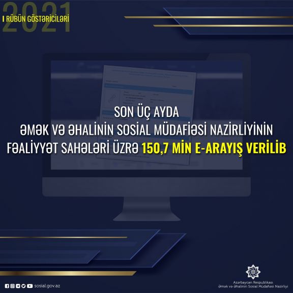 Son üç ayda 150,7 min e-arayış verilib