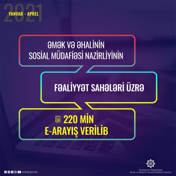 Nazirliyin fəaliyyət sahələri üzrə 220 min e-arayış verilib