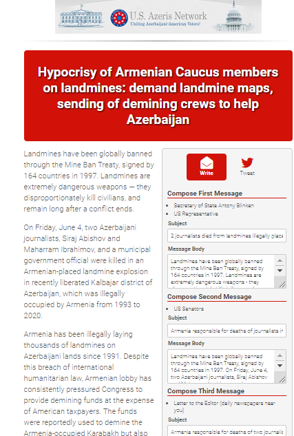 Amerika Azərbaycanlılar Şəbəkəsi məktub kampaniyasına başlayıb