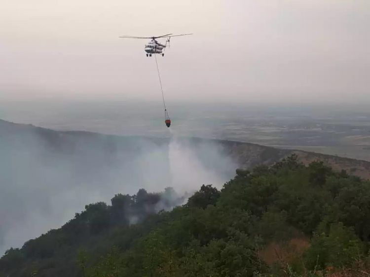 Füzulidə minalanmış meşə zolağı yanır -  Əraziyə helikopter cəlb edilib