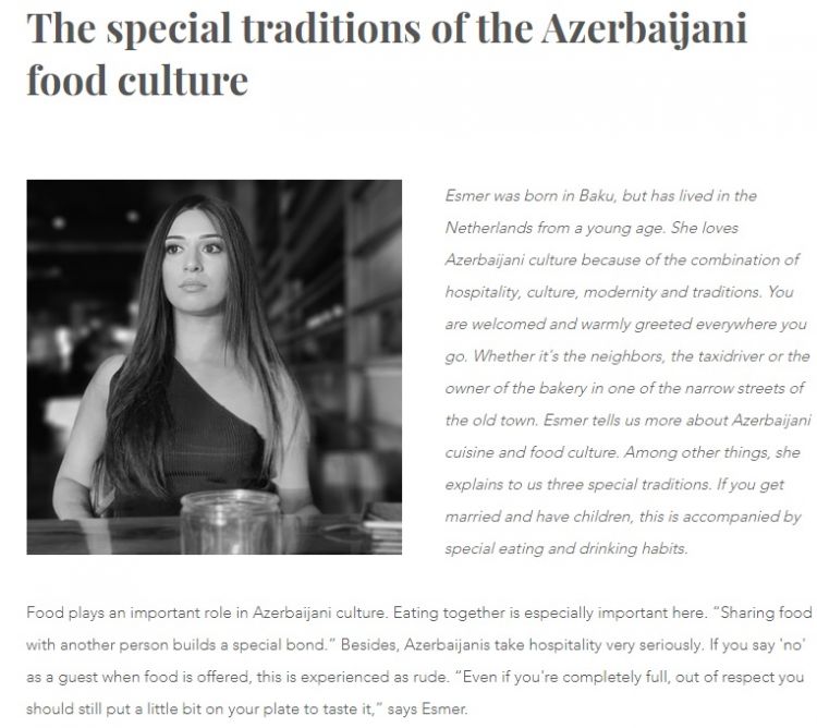 Niderland mediası Azərbaycan mətbəxinin xüsusi ənənələrinə diqqəti cəlb edib