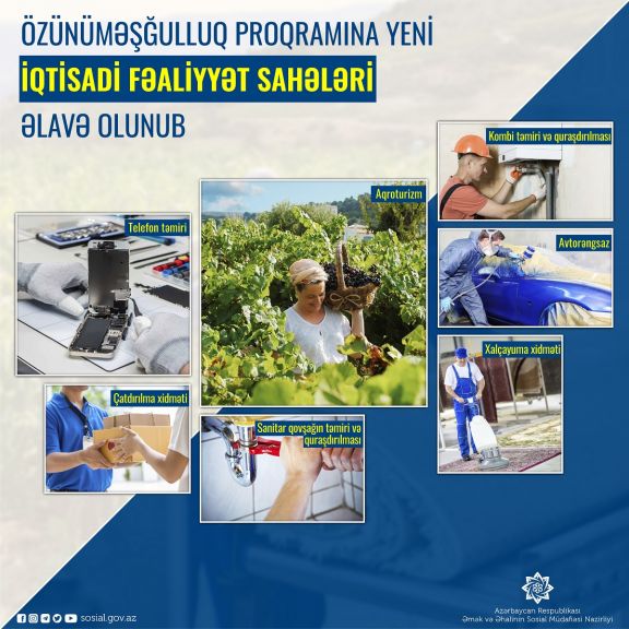 Özünüməşğulluq proqramına yeni iqtisadi fəaliyyət sahələri əlavə olunub