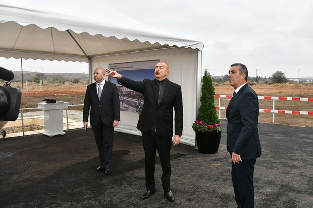 Prezident Cəbrayılda yeni məktəbin təməlini qoydu -  FOTO