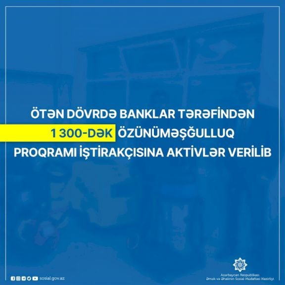 1300-dək özünüməşğulluq proqramı iştirakçısına aktivlər verilib