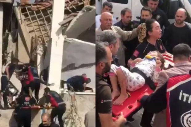 Türkiyədə yaşayış binası çöküb, insanlar dağıntılar altında qalıblar -  VİDEO