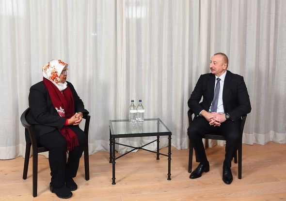 İlham Əliyev Davosda BMT-nin Məskunlaşma Proqramının icraçı direktoru ilə görüşüb -  FOTO