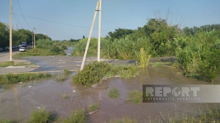 Bərdədə kanalda yarılma olub, kəndi su basıb - FOTO