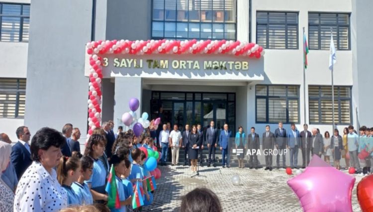 Heydər Əliyev Fondu Qaxda 3 saylı məktəbi yenidən tikərək istifadəyə verib - FOTO