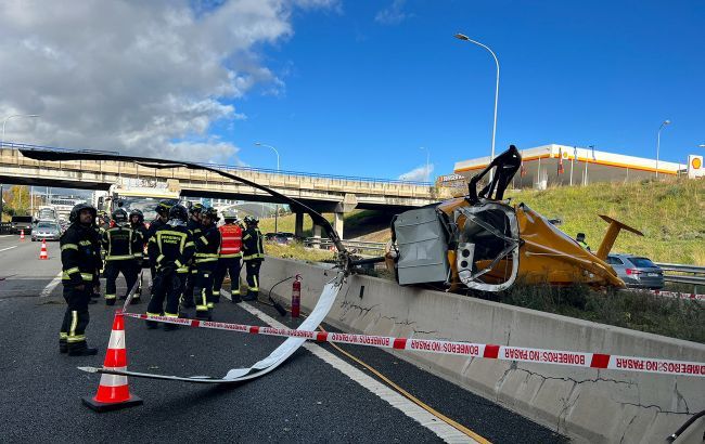 Madriddə helikopter hərəkətli magistral yola düşüb: xəsarət alanlar var - FOTO