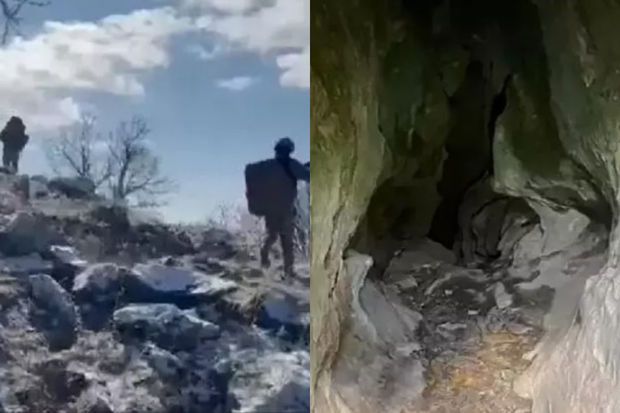 Türkiyə hərbçiləri terrorçuların sığındığı mağaraları aşkar ediblər - VİDEO