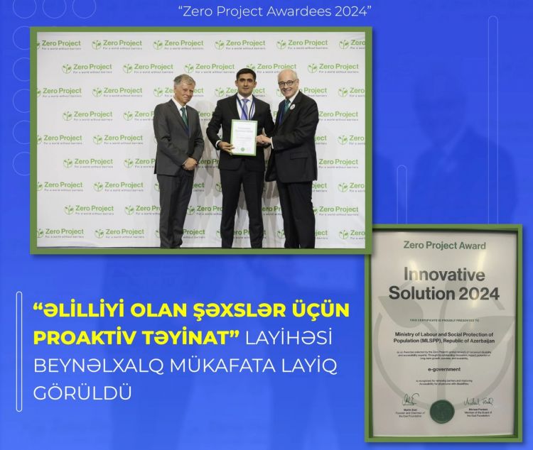 “Əlilliyi olan şəxslər üçün proaktiv təyinat” layihəsi beynəlxalq mükafata layiq görüldü  “Əlilliyi olan şəxslər üçün proaktiv təyinat” layihəsi beynəlxalq mükafata layiq görüldü