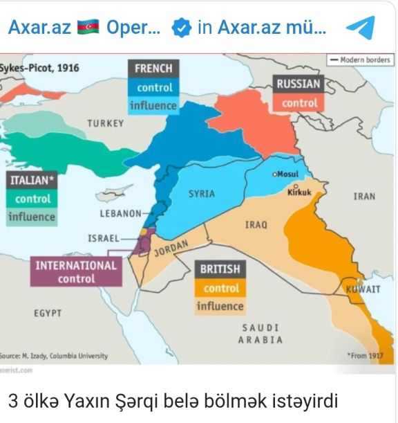 3 ölkə Yaxın Şərqi belə bölmək istəyirdi – Xəritə