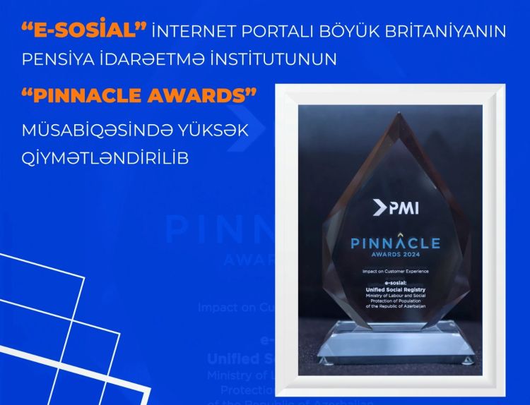 “E-sosial” internet portalı Böyük Britaniyada mükafata layiq görülüb