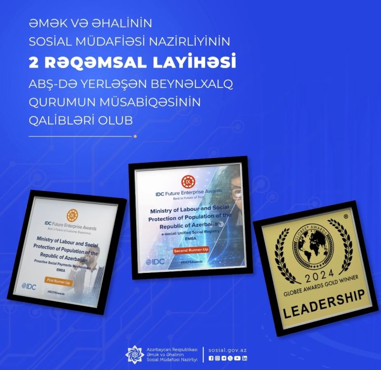 Nazirliyin 2 rəqəmsal layihəsi ABŞ-də yerləşən beynəlxalq qurumun müsabiqəsinin qalibləri olub