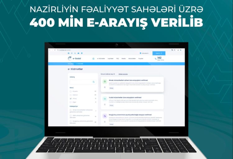 Nazirliyin fəaliyyət sahələri üzrə 400 min e-arayış verilib