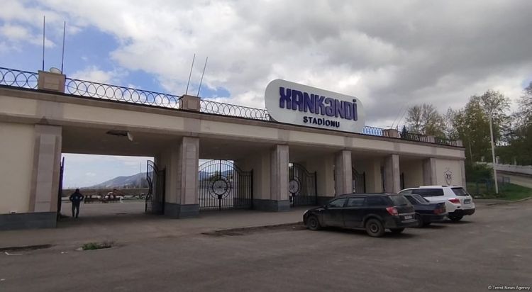 Xankəndi stadionunda təmir-bərpa işləri aparılır - FOTO