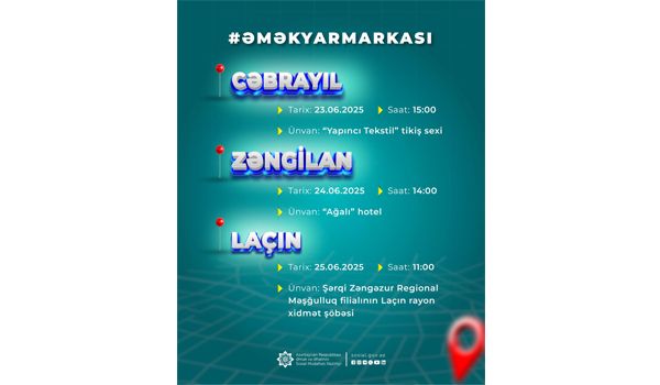 Cəbrayıl, Zəngilan və Laçında növbəti əmək yarmarkaları keçiriləcək