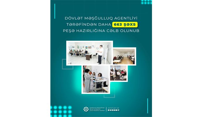 Dövlət Məşğulluq Agentliyi tərəfindən daha 663 şəxs peşə hazırlığına cəlb olunub
