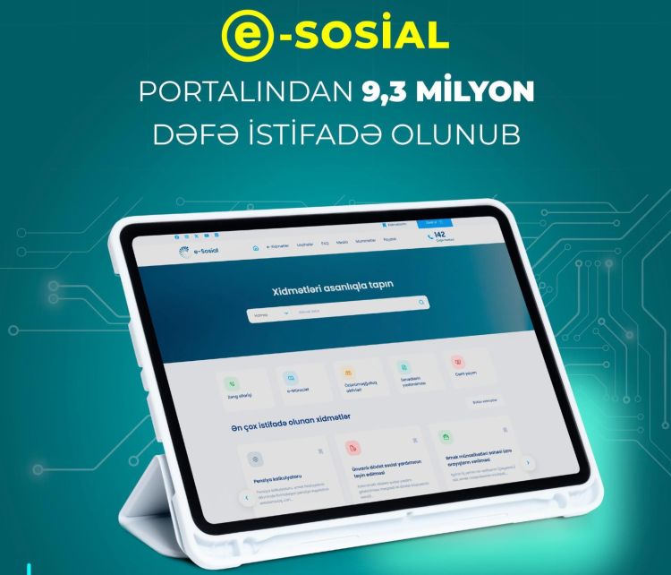 Yanvar-iyul aylarında “e-sosial” internet portalından 9,3 milyon dəfə istifadə olunub