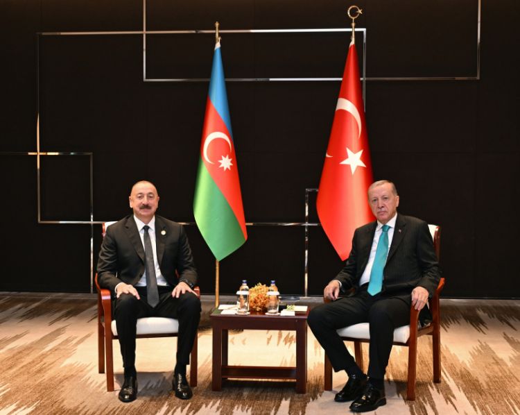 Tiencində Prezident İlham Əliyev türkiyəli həmkarı Rəcəb Tayyib Ərdoğanla görüşüb