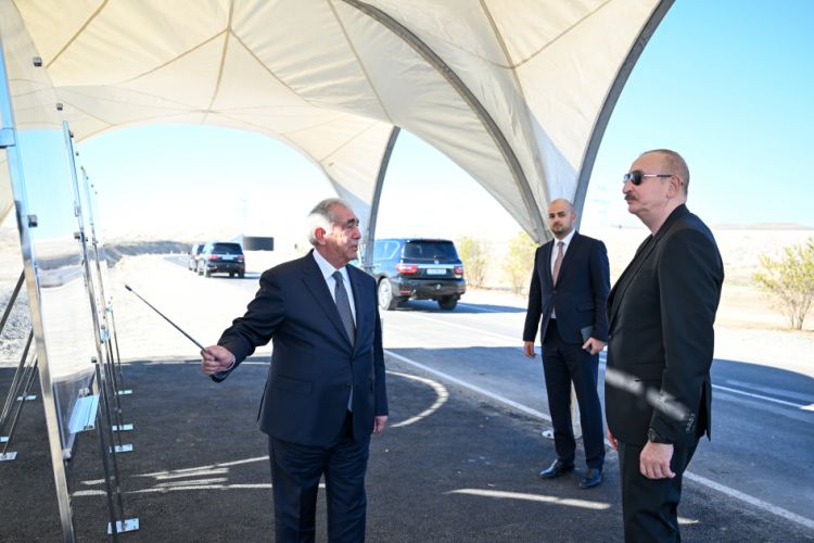 Prezident “Şəfəq” GES-ə gedən avtomobil yolunun açılışını edib Prezident “Şəfəq” GES-ə gedən avtomobil yolunun açılışını edib