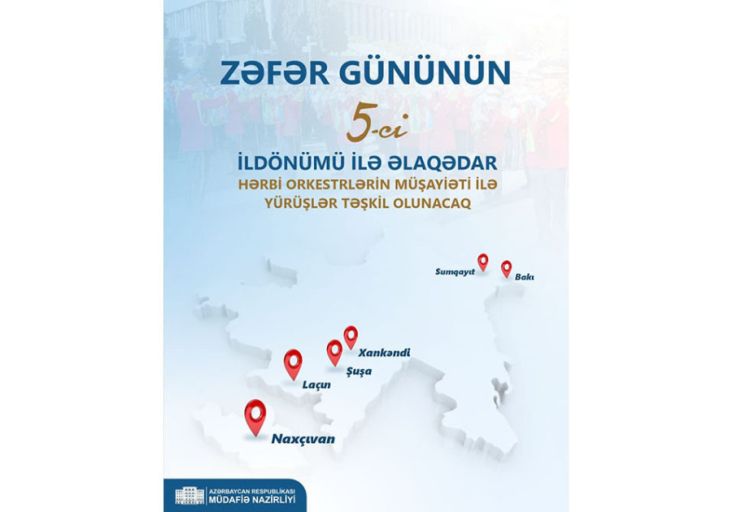 Zəfər Günü münasibətilə hərbi orkestrlərin müşayiəti altında yürüşlər keçiriləcək