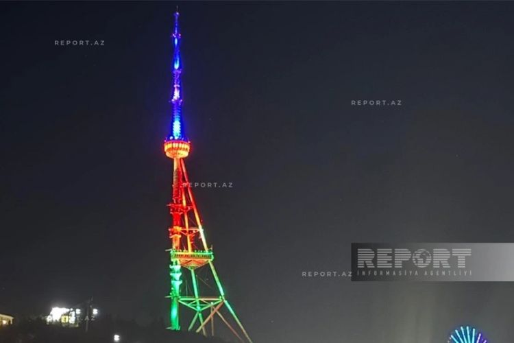 Tbilisidəki televiziya qülləsi Azərbaycan Bayrağının rəngləri ilə işıqlandırılıb