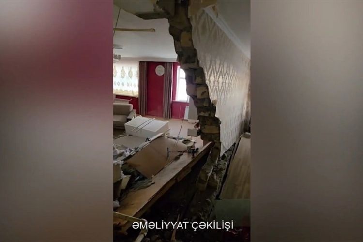 Goranboyda beşmərtəbəli yaşayış binasında uçqun olub - VİDEO