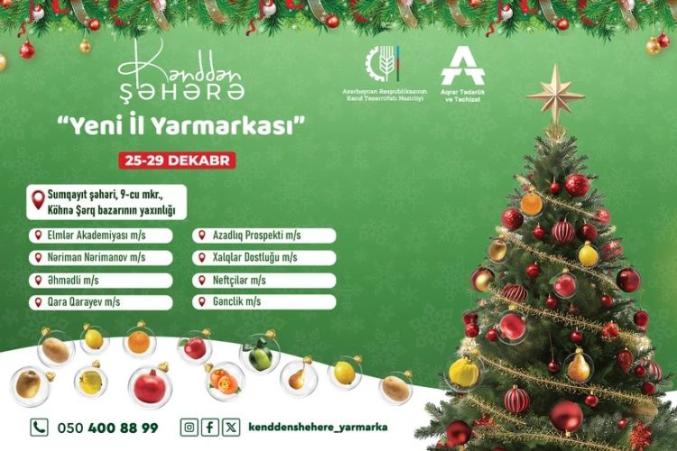 Sabahdan Bakı və Sumqayıtda Yeni il yarmarkaları fəaliyyətə başlayır