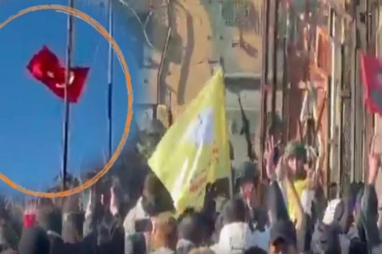 Türkiyənin Mardin vilayətində bir qrup şəxs sərhəddəki Türkiyə bayrağını endirib, araşdırma başlayıb